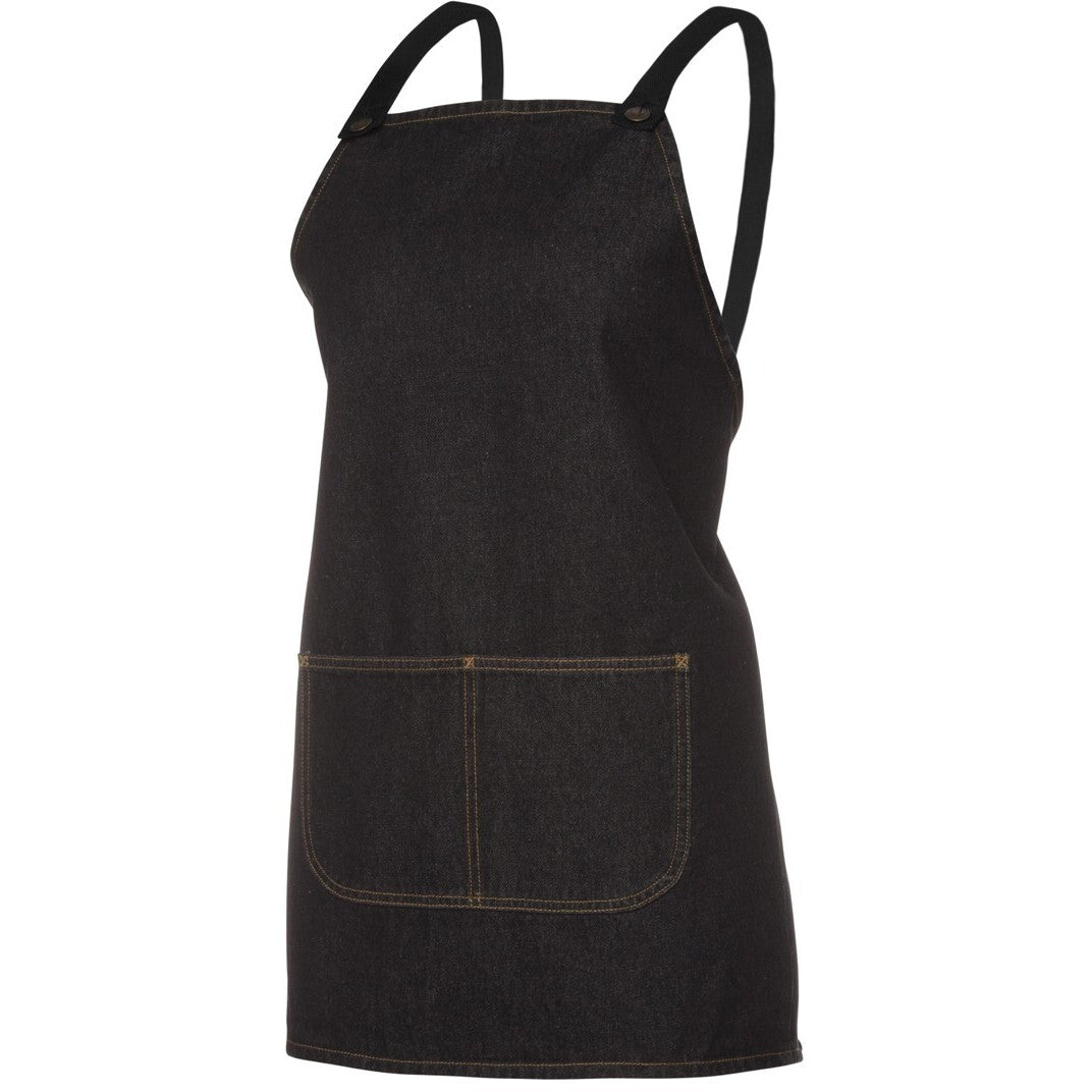 JB's Wear 5ACBB Cross Back 65x71 Bib Denim Apron (Without Straps) - Side View | color:Black|view:side