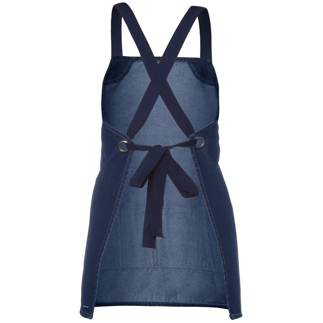 JB's Wear 5ACBB Cross Back 65x71 Bib Denim Apron (Without Straps) - Back View | color:Navy|view:back