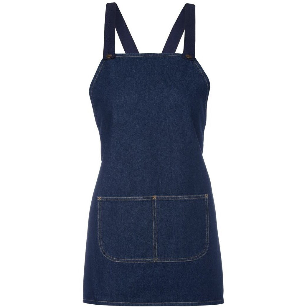 JB's Wear 5ACBB Cross Back 65x71 Bib Denim Apron (Without Straps) - Front View | color:Navy|view:front