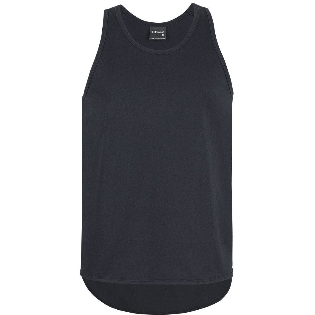 JB's Wear 1SDT Drop Tail Singlet - Front View | color:Black|view:front