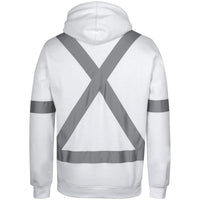 JB's Wear 6BNH Fleece Hoodie with Reflective Tape - Back View | color:White|view:back