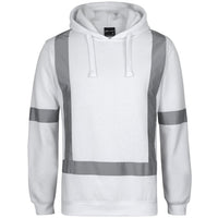 JB's Wear 6BNH Fleece Hoodie with Reflective Tape - Front View | color:White|view:front