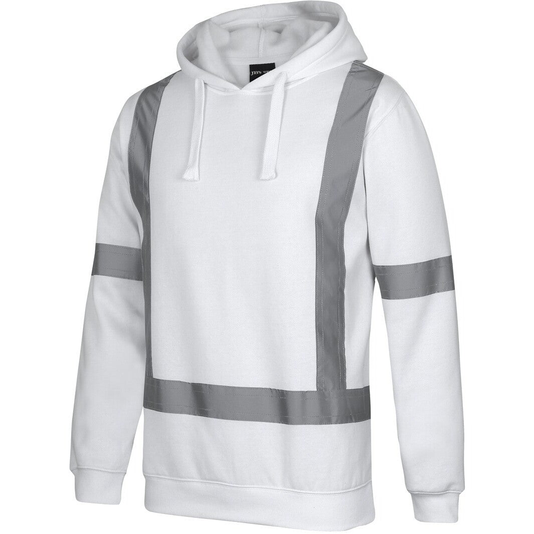 JB's Wear 6BNH Fleece Hoodie with Reflective Tape - Side View | color:White|view:side