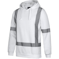 JB's Wear 6BNH Fleece Hoodie with Reflective Tape - Side View | color:White|view:side