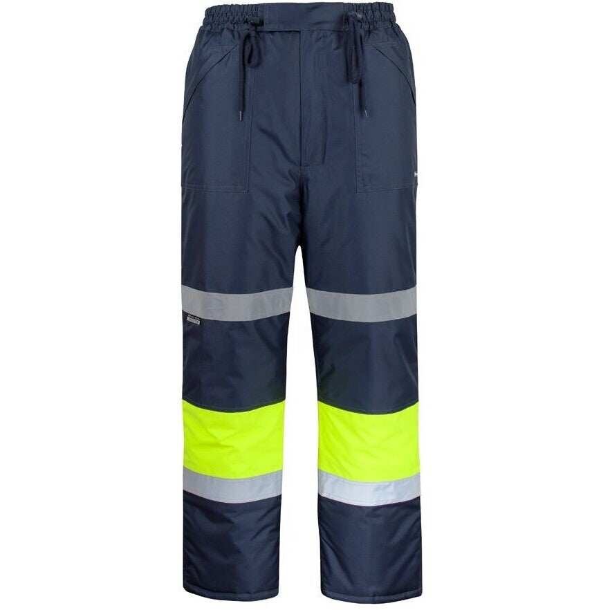 JB's Wear 6DFP Freezer Pants with Tape - Front View | color:Navy/Lime|view:front