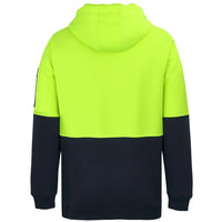 JB's Wear 6HVHZ Hi Vis 1/2 Zip Hoodie - Back View | color:Lime/Navy|view:back