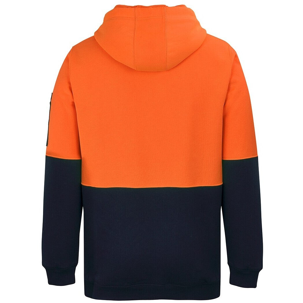 JB's Wear 6HVHZ Hi Vis 1/2 Zip Hoodie - Back View | color:Orange/Navy|view:back