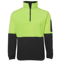 JB's Wear 6HVPF Hi Vis 1/2 Zip Polar Fleece - Front View | color:Lime/Black|view:front