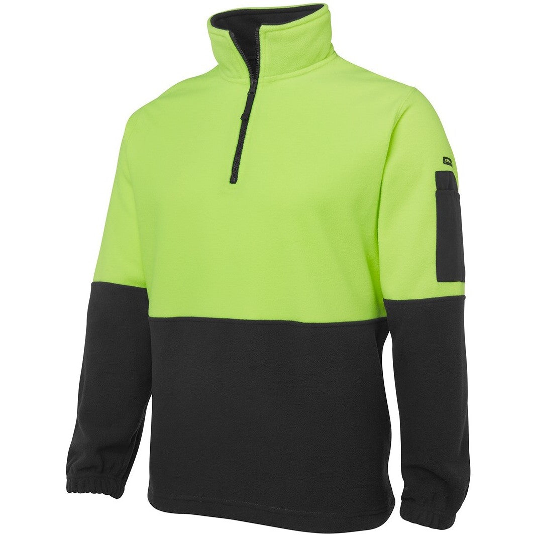 JB's Wear 6HVPF Hi Vis 1/2 Zip Polar Fleece - Side View | color:Lime/Black|view:side