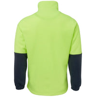 JB's Wear 6HVPF Hi Vis 1/2 Zip Polar Fleece - Back View | color:Lime/Navy|view:back
