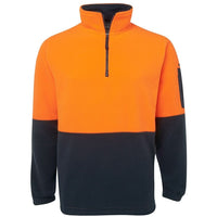 JB's Wear 6HVPF Hi Vis 1/2 Zip Polar Fleece - Front View | color:Orange/Navy|view:front