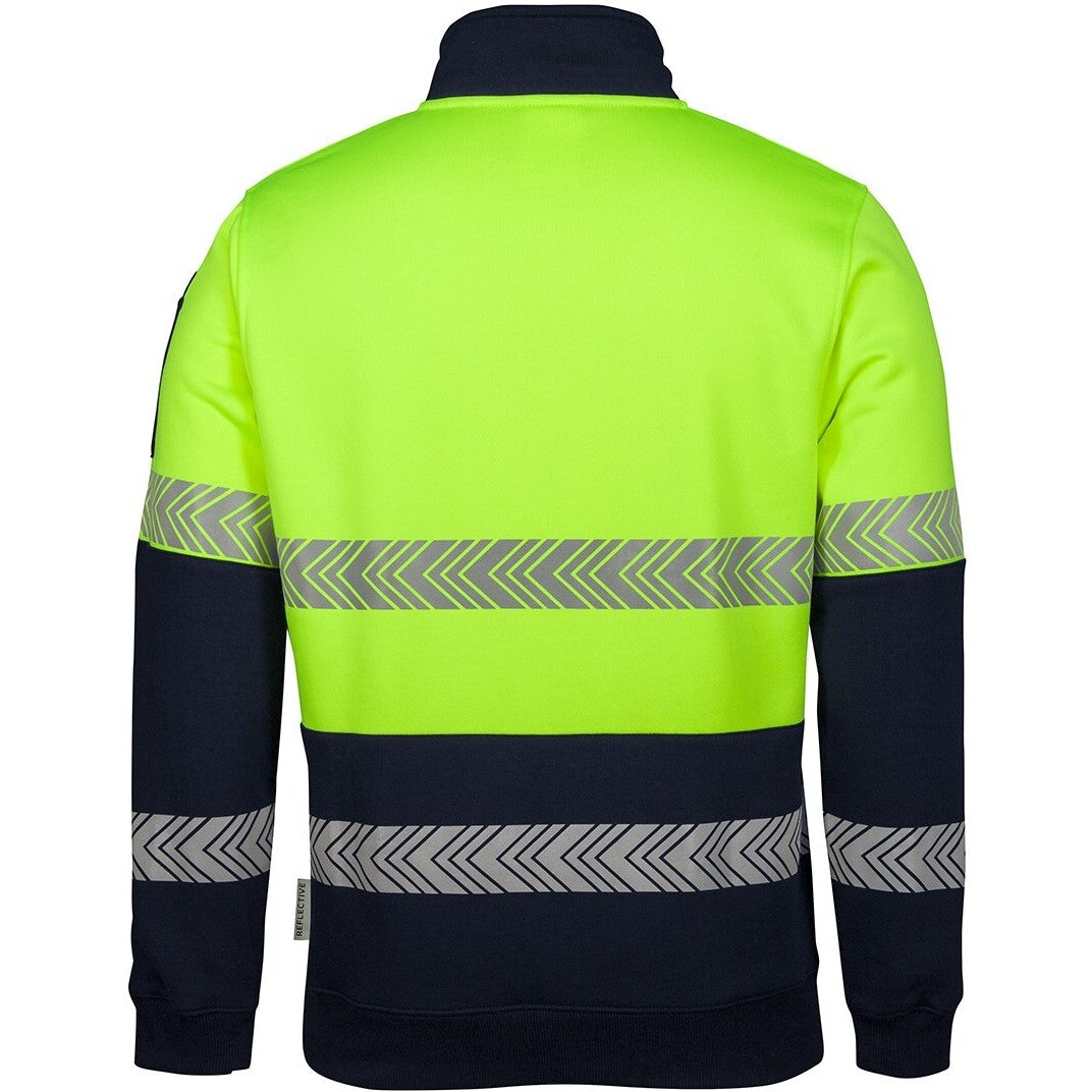 JB's Wear 6HZS Hi Vis 1/2 Zip Segmented Tape Fleecy - Back View | color:Lime/Navy|view:back