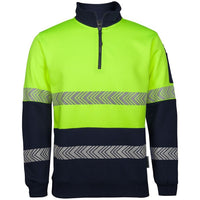 JB's Wear 6HZS Hi Vis 1/2 Zip Segmented Tape Fleecy - Front View | color:Lime/Navy|view:front