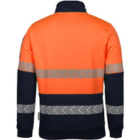 JB's Wear 6HZS Hi Vis 1/2 Zip Segmented Tape Fleecy - Back View | color:Orange/Navy|view:back