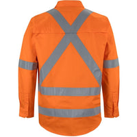 JB's Wear 6DCBL Hi Vis 150g NSW/QLD Rail X-Back Shirt - Back View | color:Orange|view:back