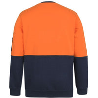 JB's Wear 6HVCM Hi Vis 310 Cotton Crew Neck Fleece - Back View | color:Orange/Navy|view:back