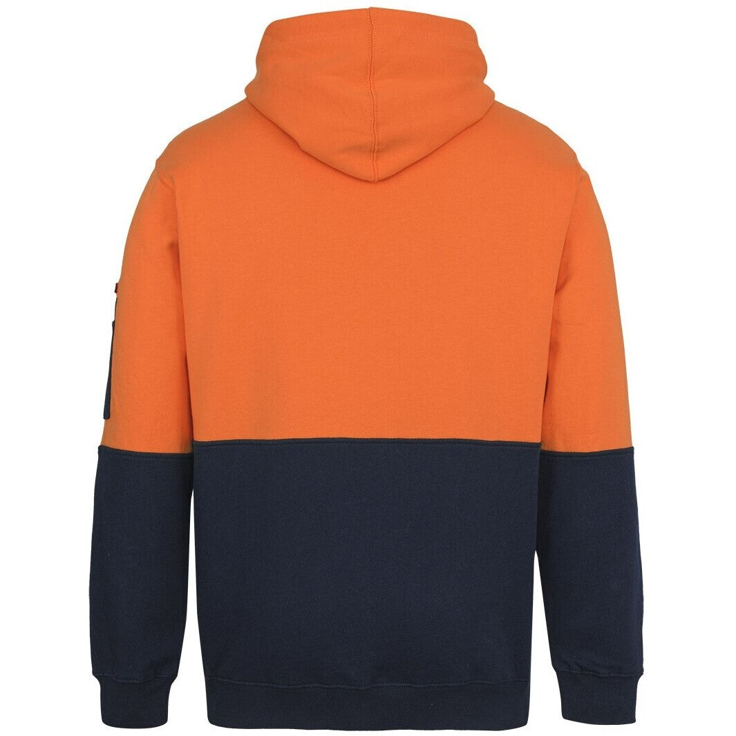 JB's Wear 6HVPM Hi Vis 310 Cotton Pull Over Hoodie - Back View | color:Orange/Navy|view:back