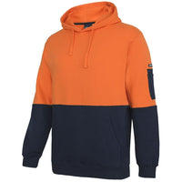 JB's Wear 6HVPM Hi Vis 310 Cotton Pull Over Hoodie - Side View | color:Orange/Navy|view:side