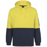 JB's Wear 6HVPM Hi Vis 310 Cotton Pull Over Hoodie - Front View | color:Yellow/Navy|view:front