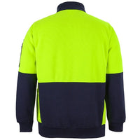 JB's Wear 6HVPZ Hi Vis 330G 1/2 Zip Fleece - Back View | color:Lime/Navy|view:back