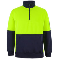 JB's Wear 6HVPZ Hi Vis 330G 1/2 Zip Fleece - Front View | color:Lime/Navy|view:front