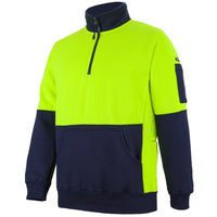JB's Wear 6HVPZ Hi Vis 330G 1/2 Zip Fleece - Side View | color:Lime/Navy|view:side