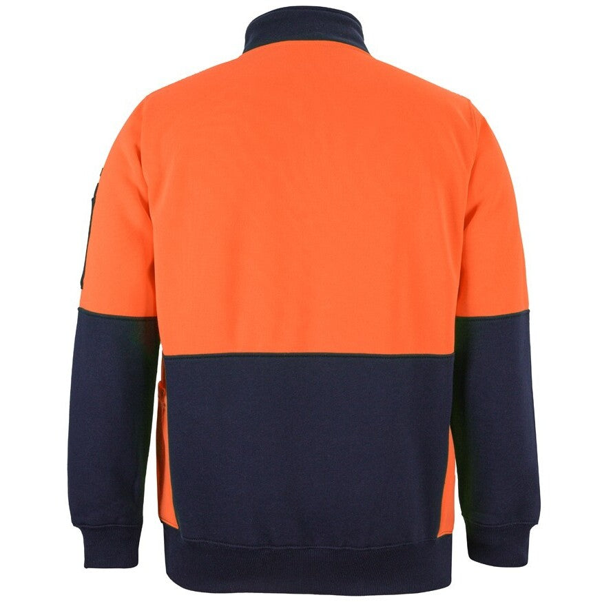 JB's Wear 6HVPZ Hi Vis 330G 1/2 Zip Fleece - Back View | color:Orange/Navy|view:back