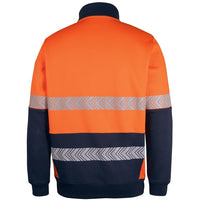 JB's Wear 6DPS Hi Vis 330g 1/2 Zip Segmented Tape Fleece - Back View | color:Orange/Navy|view:back