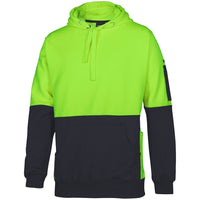 JB's Wear 6HVPJ Hi Vis 330G Pull Over Hoodie - Side View | color:Lime/Black|view:side