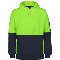 JB's Wear 6HVPJ Hi Vis 330G Pull Over Hoodie - Front View | color:Lime/Navy|view:front