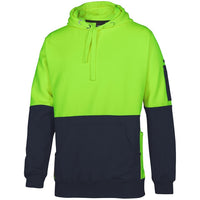 JB's Wear 6HVPJ Hi Vis 330G Pull Over Hoodie - Side View | color:Lime/Navy|view:side