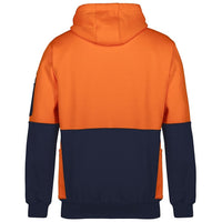 JB's Wear 6HVPJ Hi Vis 330G Pull Over Hoodie - Back View | color:Orange/Navy|view:back