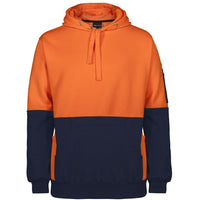 JB's Wear 6HVPJ Hi Vis 330G Pull Over Hoodie - Front View | color:Orange/Navy|view:front
