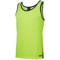 JB's Wear 6HCS4 Hi Vis 4602.1 Contrast Singlet - Side View | color:Lime/Navy|view:side