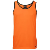 JB's Wear 6HCS4 Hi Vis 4602.1 Contrast Singlet - Front View | color:Orange/Navy|view:front