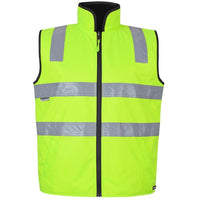 JB's Wear 6D4RV Hi Vis 4602.1 (D+N) Reversible Vest - Front View | color:Lime/Black|view:front