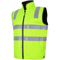 JB's Wear 6D4RV Hi Vis 4602.1 (D+N) Reversible Vest - Side View | color:Lime/Black|view:side
