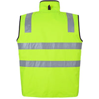 JB's Wear 6D4RV Hi Vis 4602.1 (D+N) Reversible Vest - Back View | color:Lime/Navy|view:back