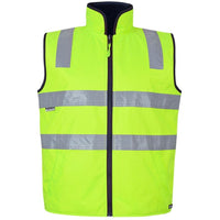 JB's Wear 6D4RV Hi Vis 4602.1 (D+N) Reversible Vest - Front View | color:Lime/Navy|view:front