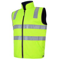 JB's Wear 6D4RV Hi Vis 4602.1 (D+N) Reversible Vest - Side View | color:Lime/Navy|view:side