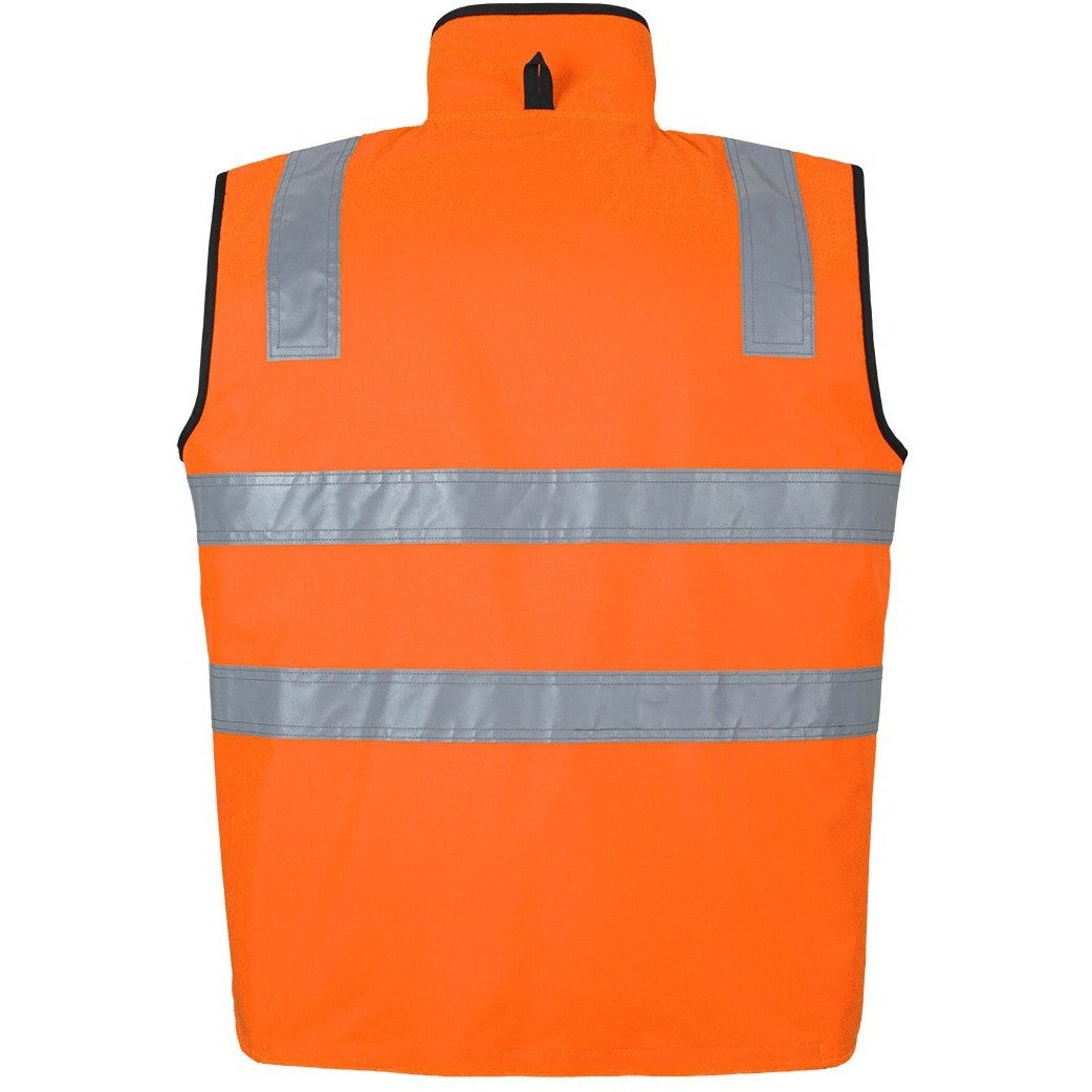 JB's Wear 6D4RV Hi Vis 4602.1 (D+N) Reversible Vest - Back View | color:Orange/Black|view:back