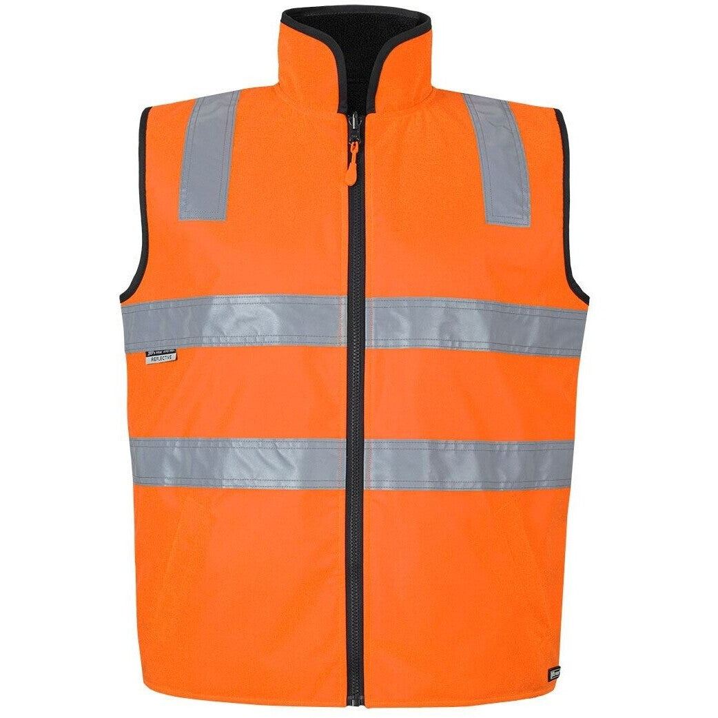 JB's Wear 6D4RV Hi Vis 4602.1 (D+N) Reversible Vest - Front View | color:Orange/Black|view:front