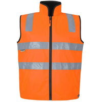 JB's Wear 6D4RV Hi Vis 4602.1 (D+N) Reversible Vest - Front View | color:Orange/Black|view:front