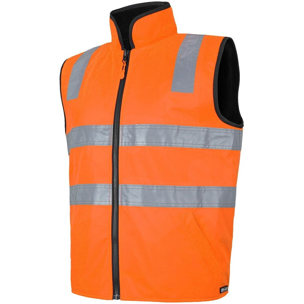JB's Wear 6D4RV Hi Vis 4602.1 (D+N) Reversible Vest - Side View | color:Orange/Black|view:side