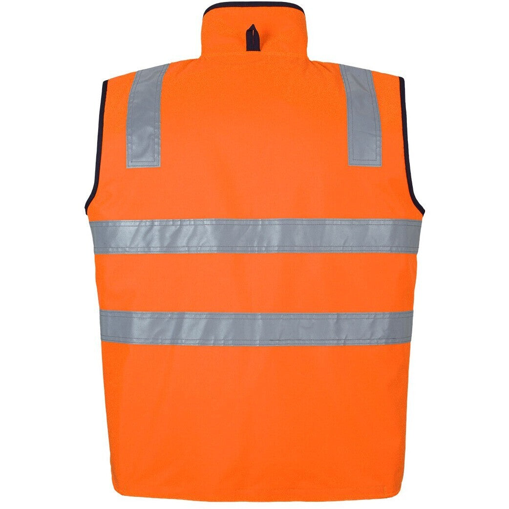 JB's Wear 6D4RV Hi Vis 4602.1 (D+N) Reversible Vest - Back View | color:Orange/Navy|view:back