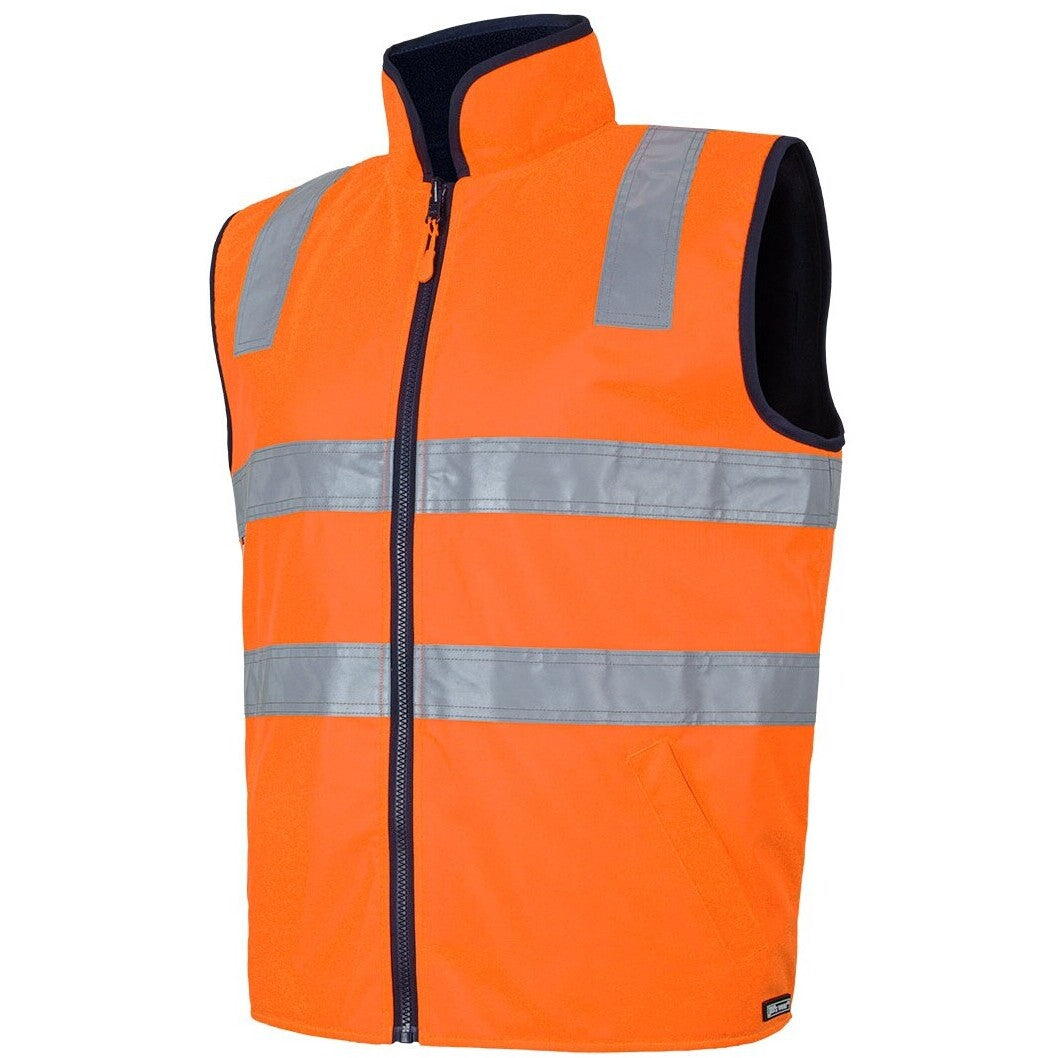 JB's Wear 6D4RV Hi Vis 4602.1 (D+N) Reversible Vest - Side View | color:Orange/Navy|view:side