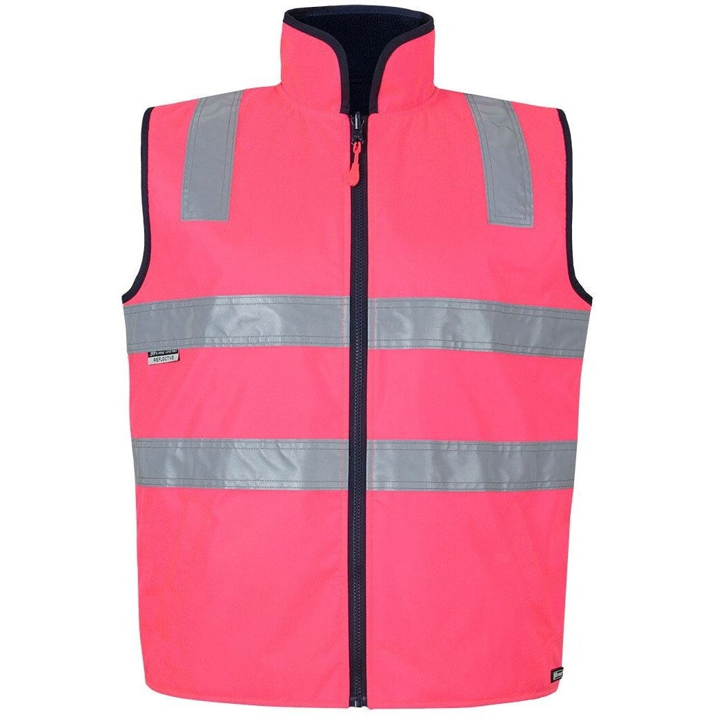 JB's Wear 6D4RV Hi Vis 4602.1 (D+N) Reversible Vest - Front View | color:Pink/Navy|view:front