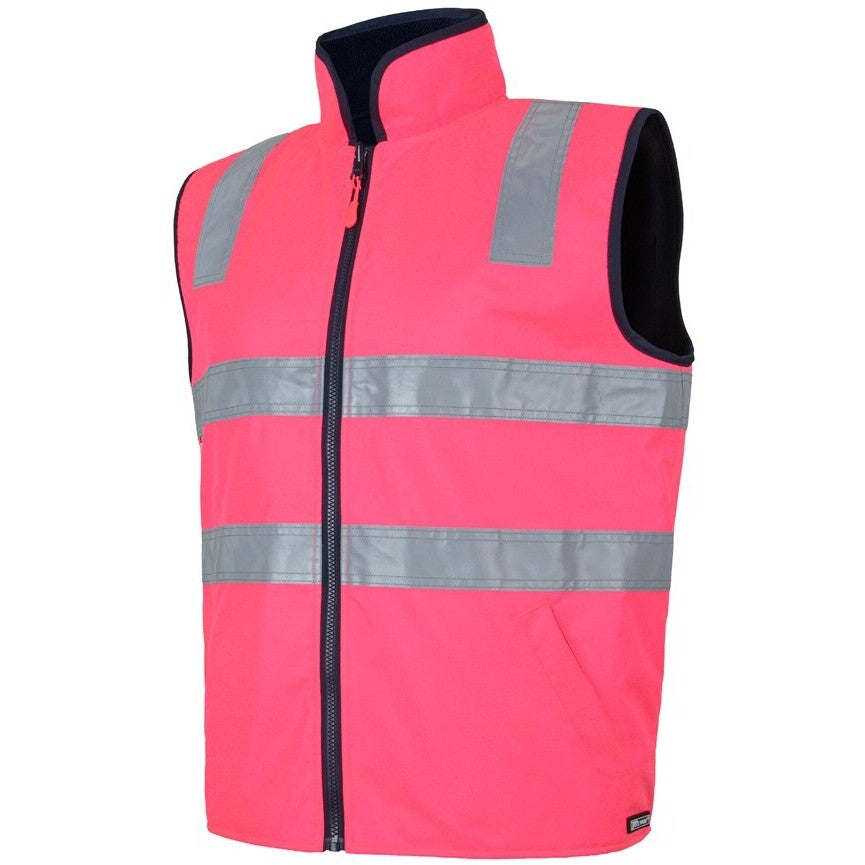 JB's Wear 6D4RV Hi Vis 4602.1 (D+N) Reversible Vest - Side View | color:Pink/Navy|view:side