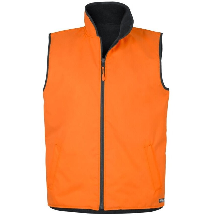 JB's Wear 6HRV Hi Vis 4602.1 Reversible Vest - Front View | color:Orange/Navy|view:front