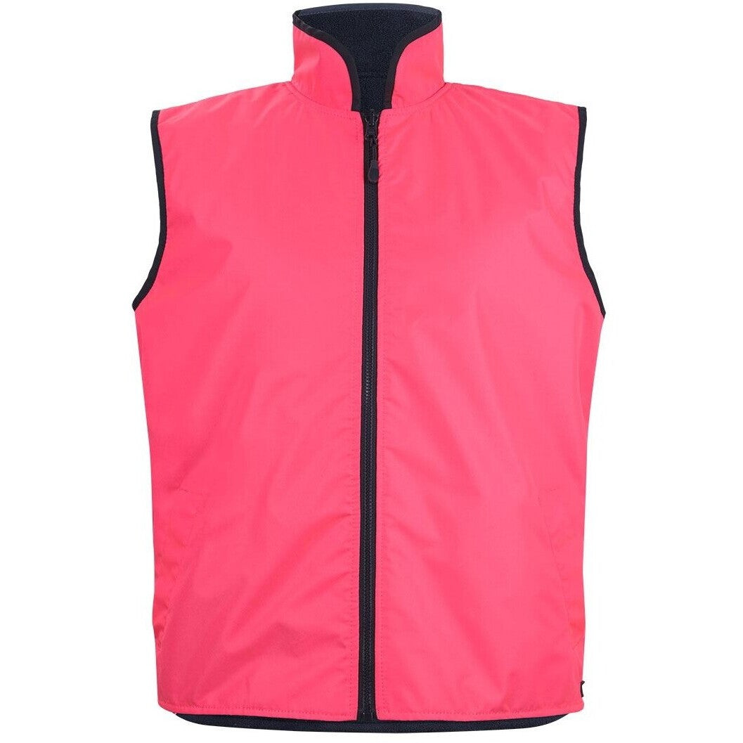 JB's Wear 6HRV Hi Vis 4602.1 Reversible Vest - Front View | color:Pink/Navy|view:front
